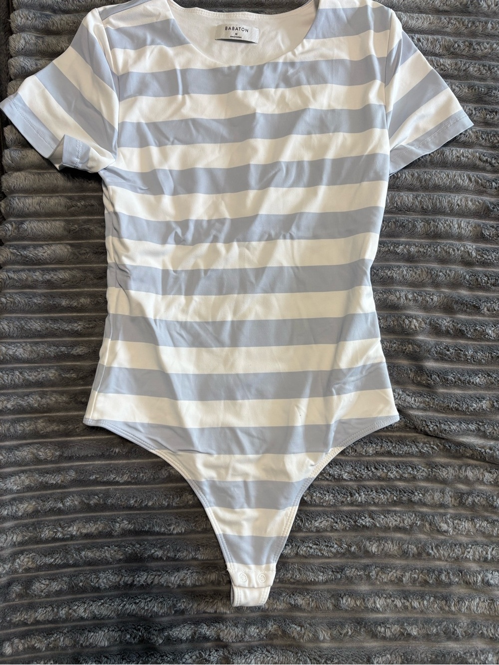 Babaton Blue and White Striped Bodysuit